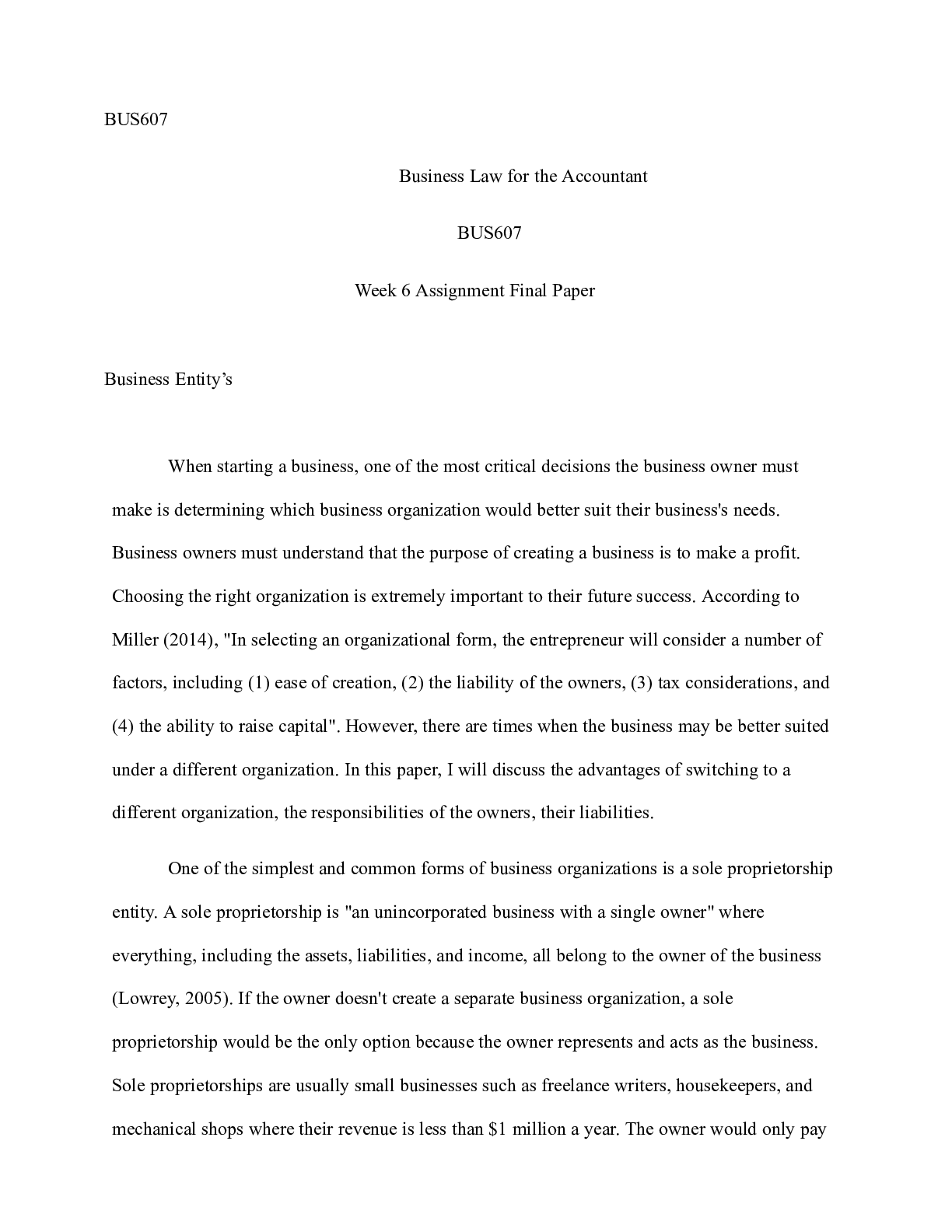 Preview image of BUS607  Final  Paper document